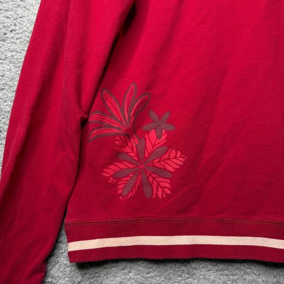 Vintage Hinano Tahiti Jacket Women's Medium Red Floral Island Girl Quarter Zip - Picture 13 of 13